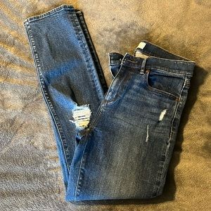 Loft womens jeans, size 0, distressed washed, stretch fit